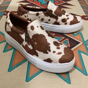 Cow print tennis shoes